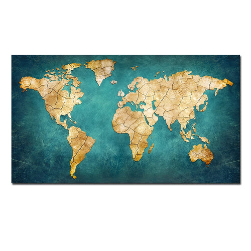 carte du monde vintage peinture sur toile art mural décoratif