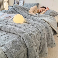plaid polaire épais motif coeurs doux canapé lit