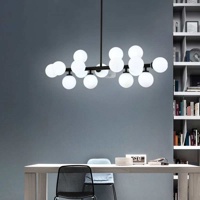 lampe design scandinave en verre laiteux avec support - vue 3 sur 10