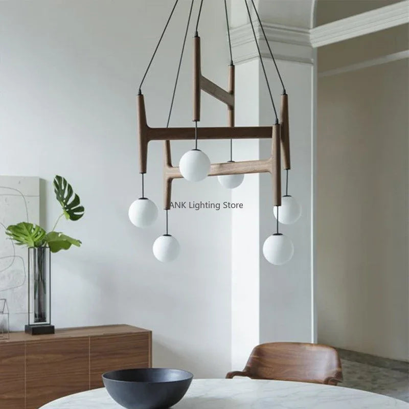 Italien Porada ASTRA Suspension En Bois Lumière Rétro Multi Tête Minimaliste Restaurant Salon Lustre LED Intérieur Decora Lampe
