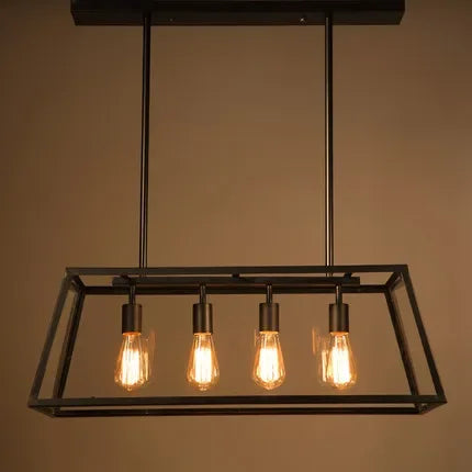 Vintage industriel fer suspension Loft Restaurant lustre rectangulaire lanterne lampe créative salon chambre éclairage - vue 9 sur 9