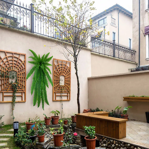 plantes artificielles murales feuilles de vigne et fougère décoratives - vue 3 sur 9
