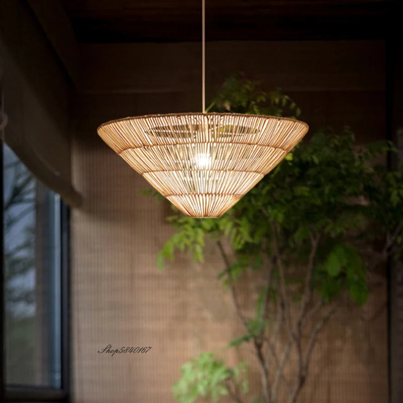 suspension en rotin style nordique fait main design wabi sabi