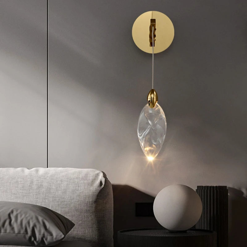 applique murale goutte d'eau design moderne en cristal