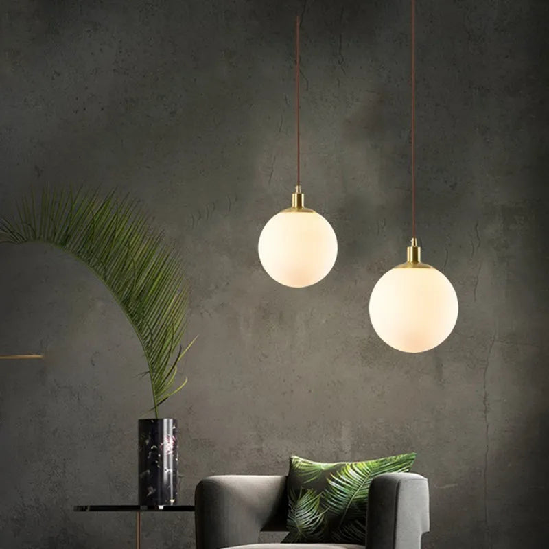 Suspension en verre nordique 8-50 cm boule ronde lampes suspendues pour la maison pour Bar chambre salon café décoration Luminaires Lustre - vue 5 sur 15