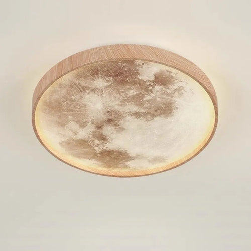 Plafonnier LED nordique en forme de lune en bois