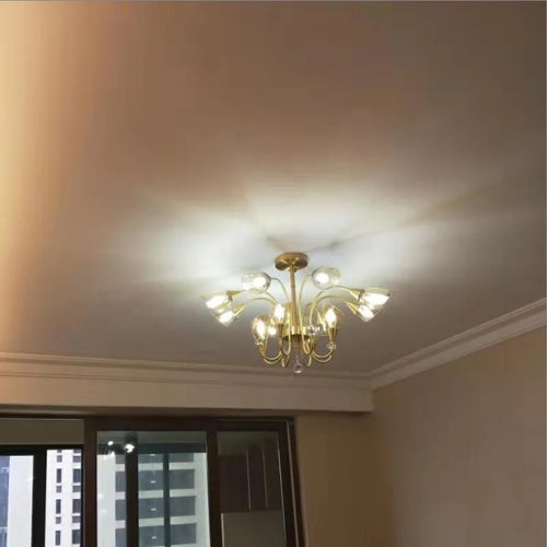lustre en cristal nordique luxe moderne rétro éclairage décoratif - vue 6 sur 14