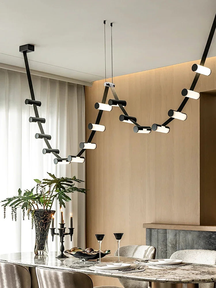 lustre en cuir nordique design pour éclairage suspendu décoratif - vue 2 sur 6