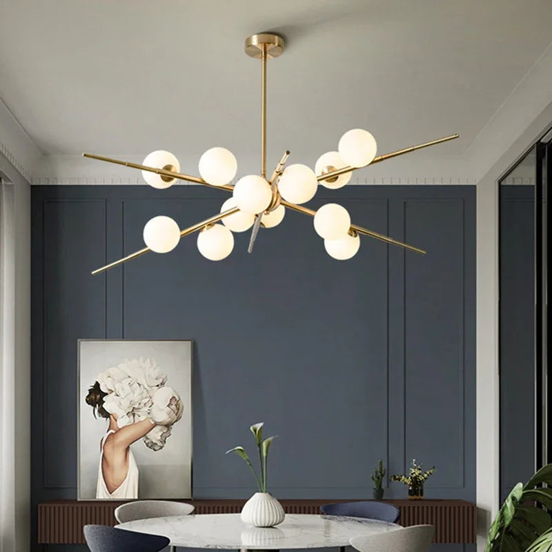 lustre moderne en verre pour éclairage intérieur design - vue 5 sur 10