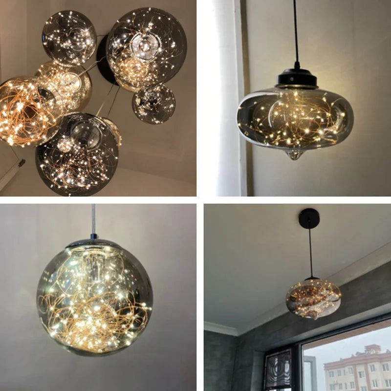 lustre nordique en étoile design en verre pour décoration intérieure - vue 5 sur 25