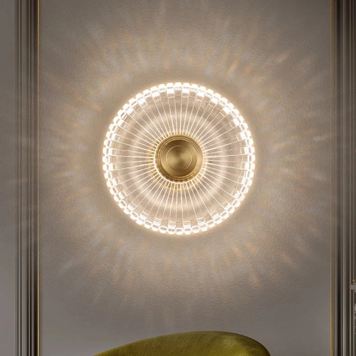 applique murale led décorative en cuivre et acrylique - vue 2 sur 8