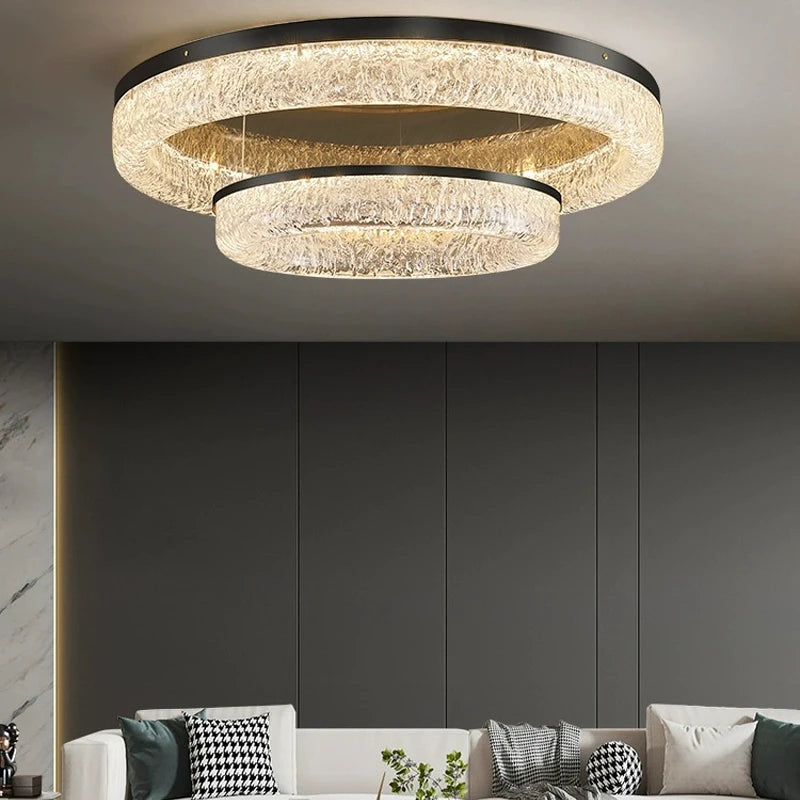 Plafonnier Led rond en laiton au design nordique moderne