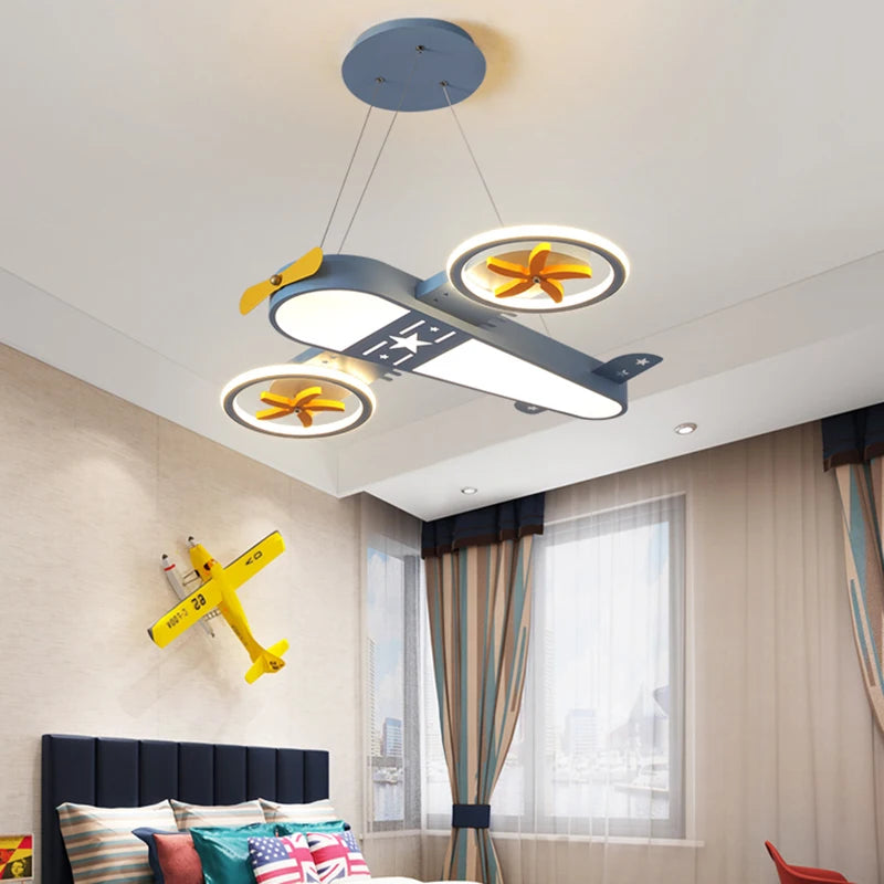 lustre dessin animé avion led avec télécommande pour enfants - vue 5 sur 8