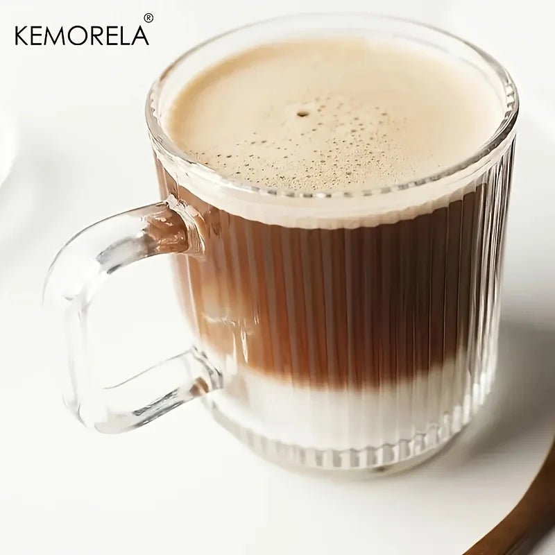 Tasse en verre strié avec anse 350 ml