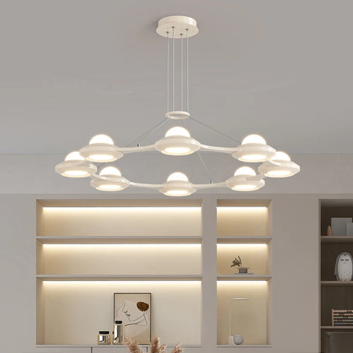 lustre moderne minimaliste trois têtes style crème italienne - vue 5 sur 12