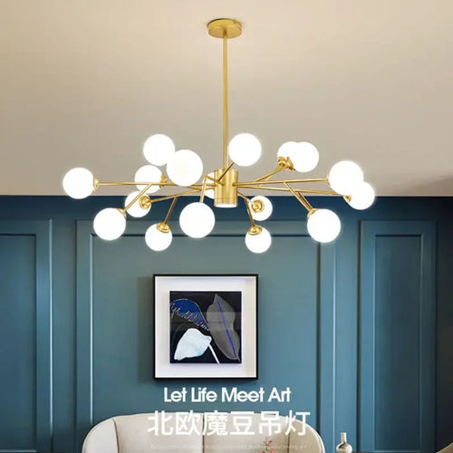 lustre nordique à led avec boule de verre pour luminaires suspendus - vue 3 sur 14