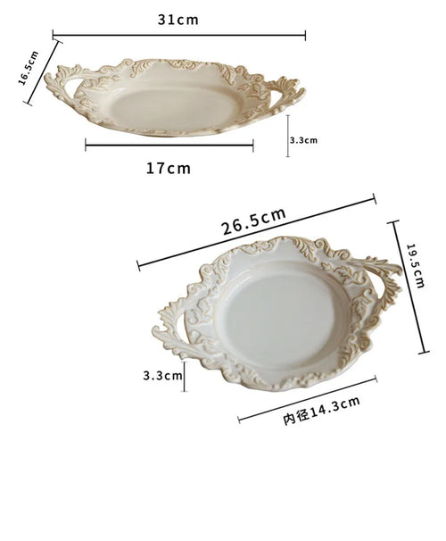 Assiette céramique rétro style français pour pâtes dessert