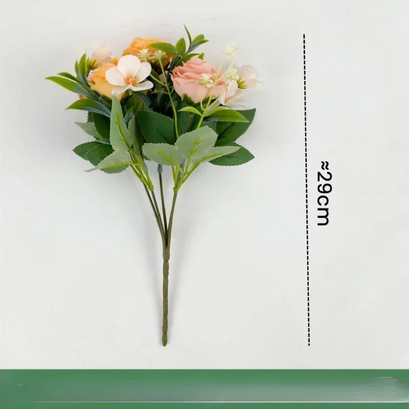 bouquet de roses artificielles en soie pour décoration intérieure