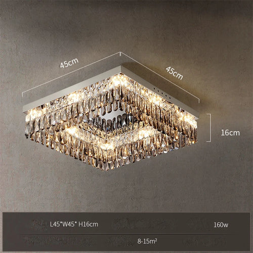 plafonnier led cristal doré chromé intensité variable design moderne - vue 12 sur 18