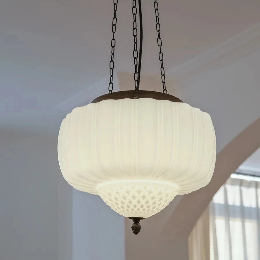 Suspension industrielle en métal verre rétro américain - vue 5 sur 7