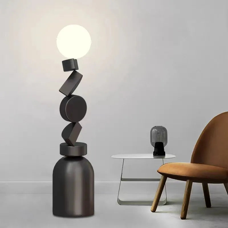 lampadaire design rond en verre pour décoration moderne - vue 4 sur 9
