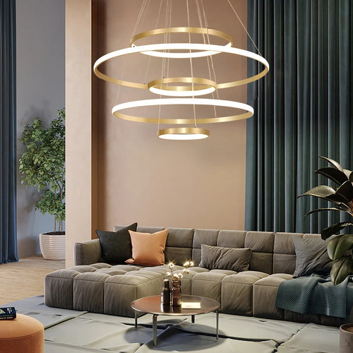 lustre moderne style nordique avec télécommande et anneau lumineux - vue 3 sur 30