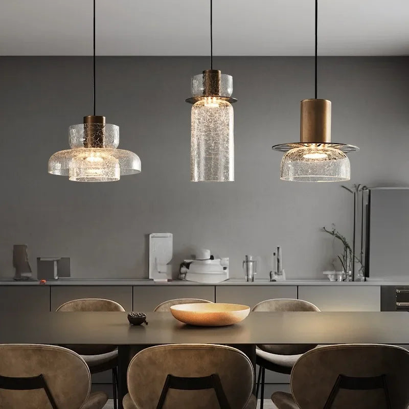 lustre en verre craquelé design rétro pour intérieur moderne - vue 4 sur 11