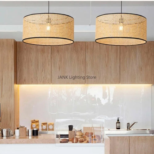 Lustre d'art Rural chinois noyau de bambou rotin LED chambre Restaurant étude lampe à Suspension luminaires décoratifs d'intérieur - vue 3 sur 15