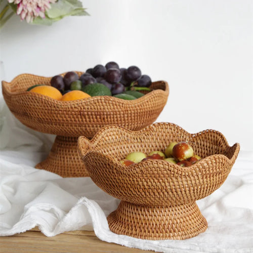 paniers à fruits en rotin pour rangement et décoration naturelle - vue 2 sur 8