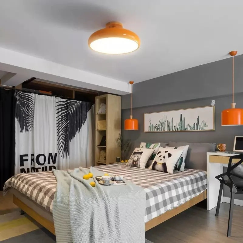 Vintage LED plafonnier en bois nordique Orange PVC rond Luminaire salon chambre salle à manger couloir intérieur décor Luminaire