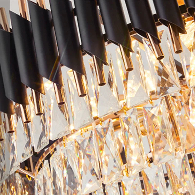 lustre moderne de luxe en cristal k9 led suspendu - vue 6 sur 12