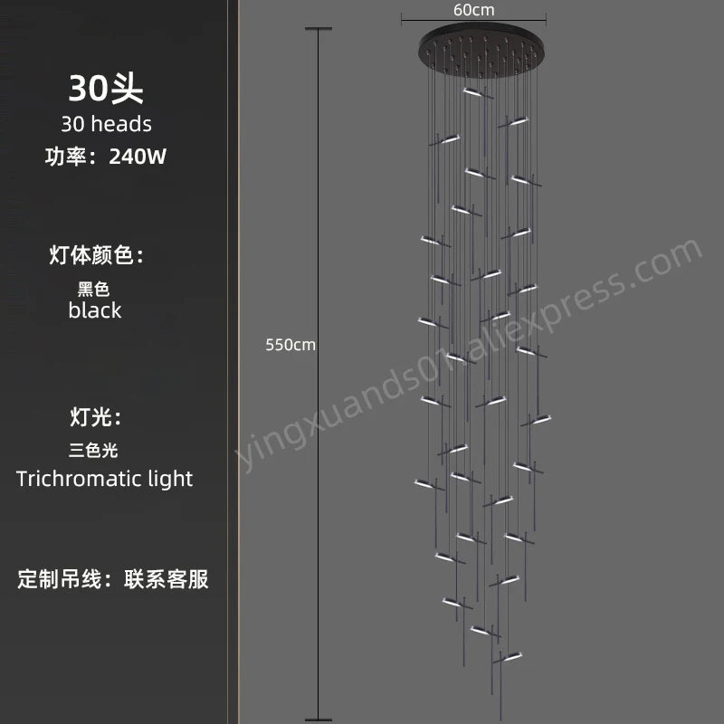 lustre moderne suspendu en acrylique design créatif 2023 à LED - vue 16 sur 17