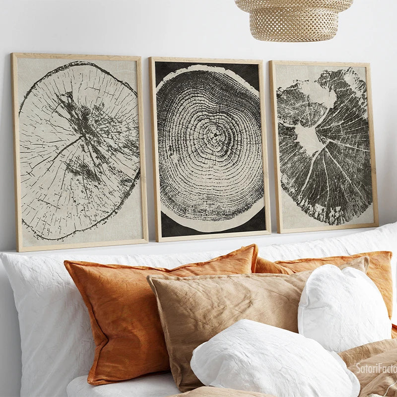 affiches abstraites sur anneaux d'arbres pour décoration intérieure