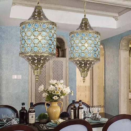 lustre suspendu asiatique décoratif pour intérieur bohème - vue 4 sur 18