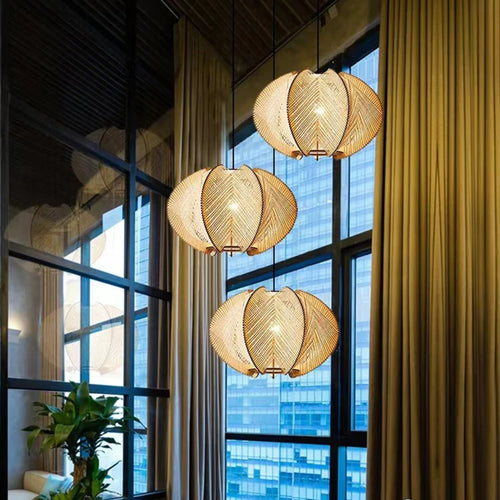 suspension en tissu et bois pour magasin et hôtel - vue 4 sur 10
