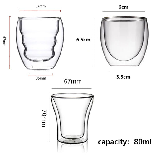 Ensemble tasses expresso verre double paroi 80ml