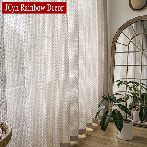 Voilage style japonais aspect lin motifs courbes salon - vue 2 sur 11