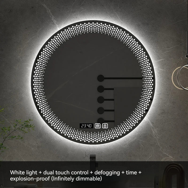 miroir rond à led avec rétroéclairage réglable et antibuée intelligent - vue 9 sur 25