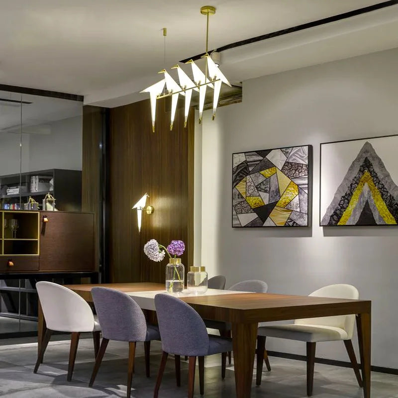 suspension LED design nordique en acrylique forme oiseau - vue 4 sur 19