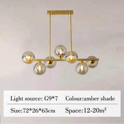 lustre suspendu en cuivre avec boule de verre pour décoration intérieure - vue 10 sur 10