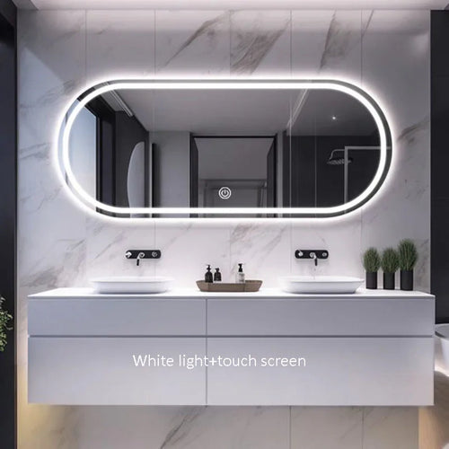 miroir intelligent elliptique lumineux anti-buée trois couleurs mural - vue 18 sur 18