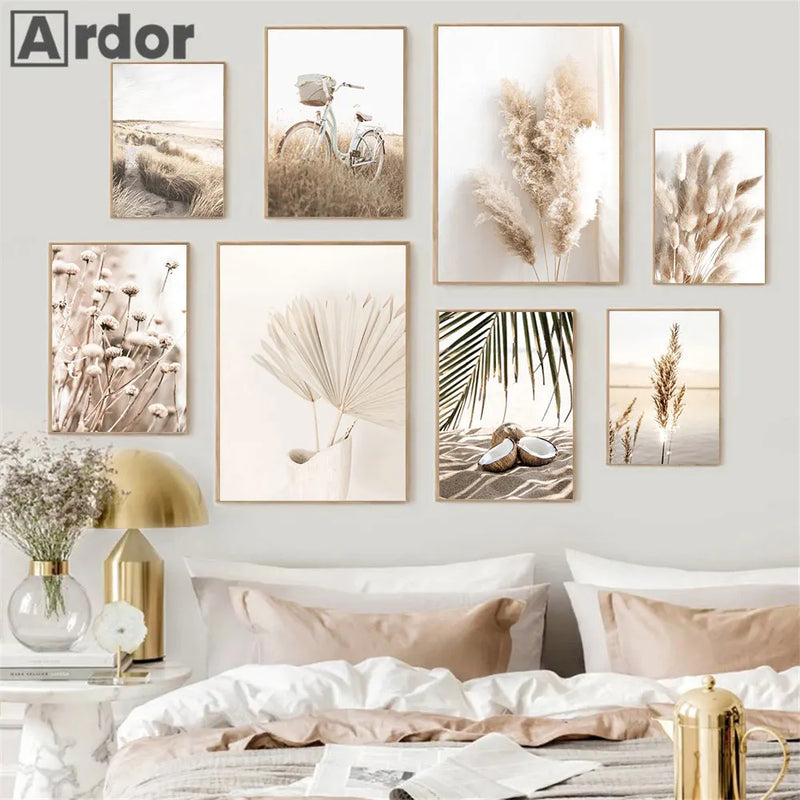 affiches de roseaux sur toile décoration florale nordique