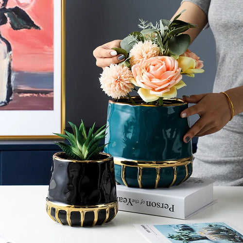 décoration nordique en céramique pour pot de fleurs miniature - vue 3 sur 14