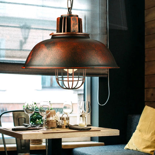 lustre rétro en fer abat-jour vintage suspension café design industriel