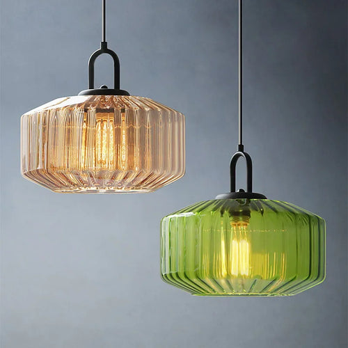 Suspension led nordique rétro en verre pour intérieur loft - vue 5 sur 9