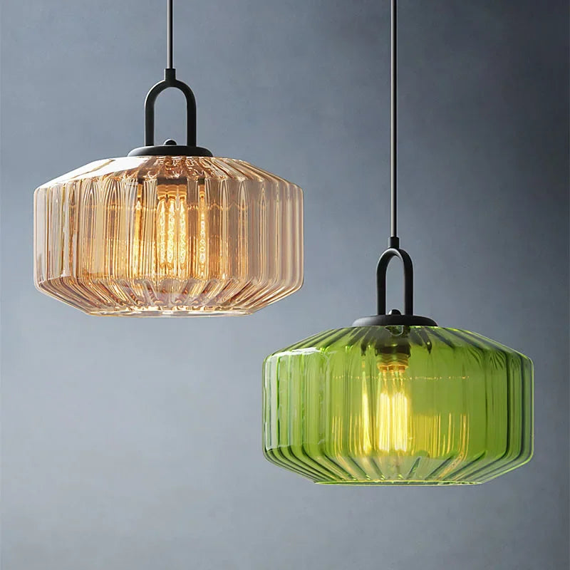 Suspension led nordique rétro en verre pour intérieur loft - vue 4 sur 9