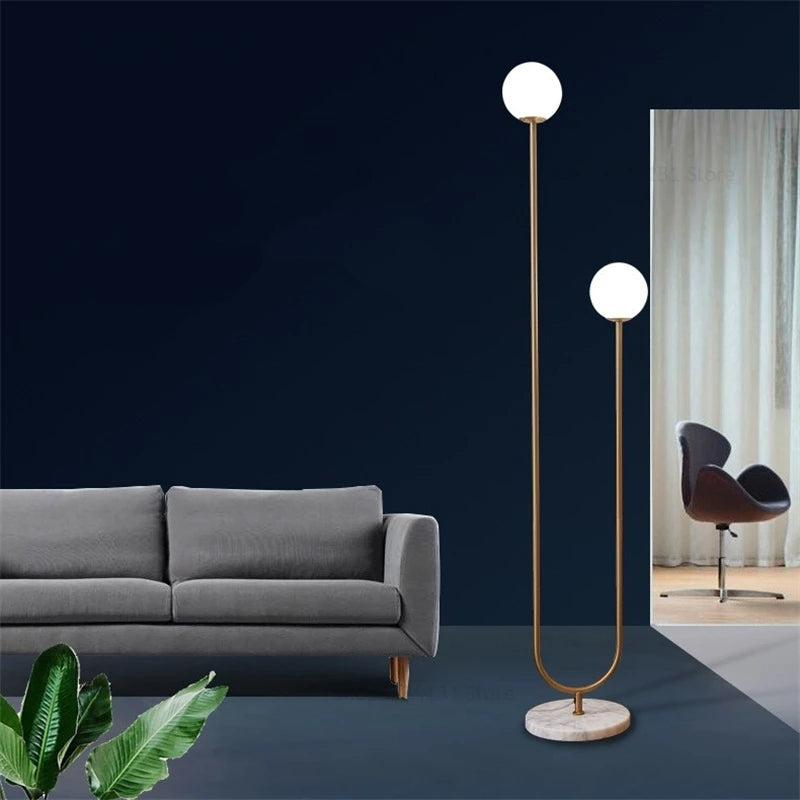 lampadaire led en verre laiteux nordique créatif vertical - vue 3 sur 11