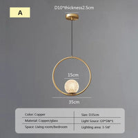 Suspension en verre nordique LED chambre lampe de chevet Lustre doré lampe suspendue Restaurant salon salle à manger Bar décor luminaires
