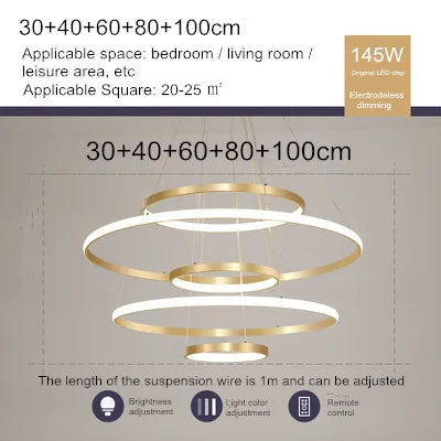 lustre moderne style nordique avec télécommande et anneau lumineux - vue 22 sur 30