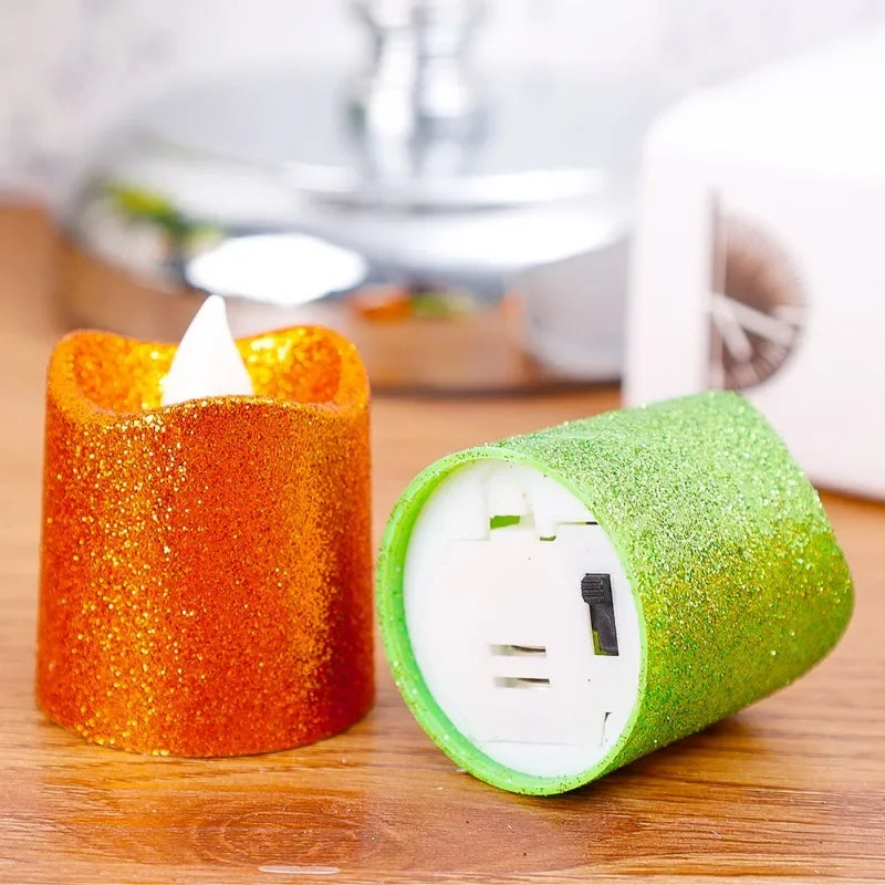lot de 6 bougies à paillettes led pour déco romantique de fête - vue 5 sur 12